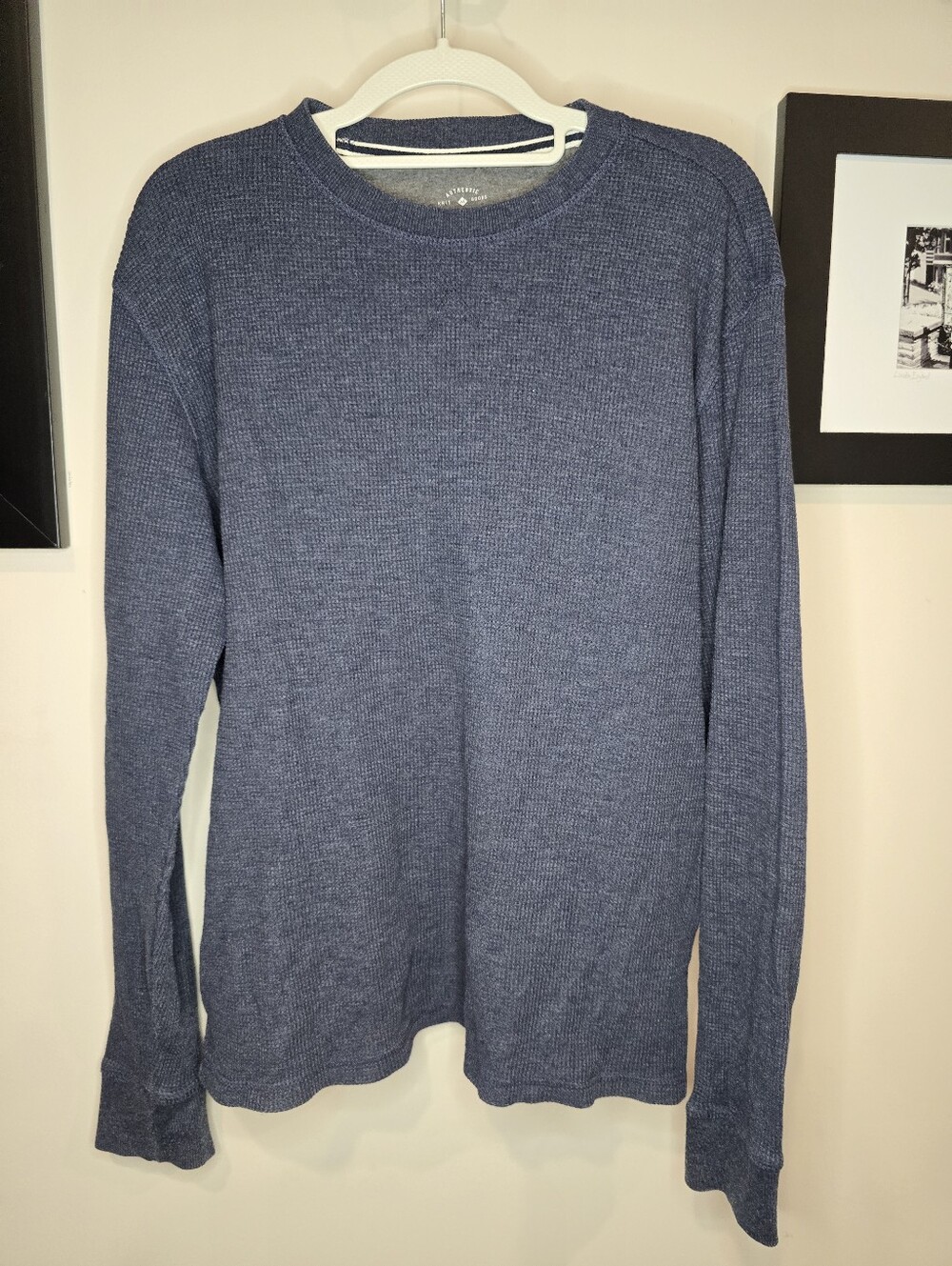 Men's Crewneck Thermal Sweater in Navy Blue